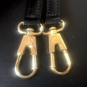 W LOUIS VUITTON Adjustable Black Leather Strap with Gold Hardware